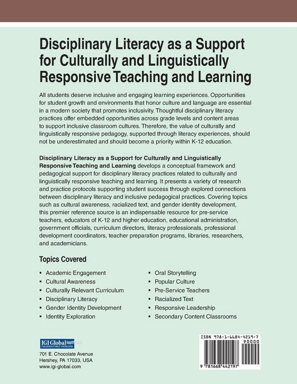 Produktbild: Disciplinary Literacy as a Support for Culturally and Linguistically Responsive Teaching and Learning