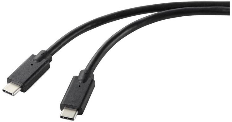 Produktbild: Renkforce USB-Ladekabel USB 2.0 USB-C&reg; Stecker, USB-C&reg; Stecker 1.00 m Schwarz TPE-Mantel RF-5251918