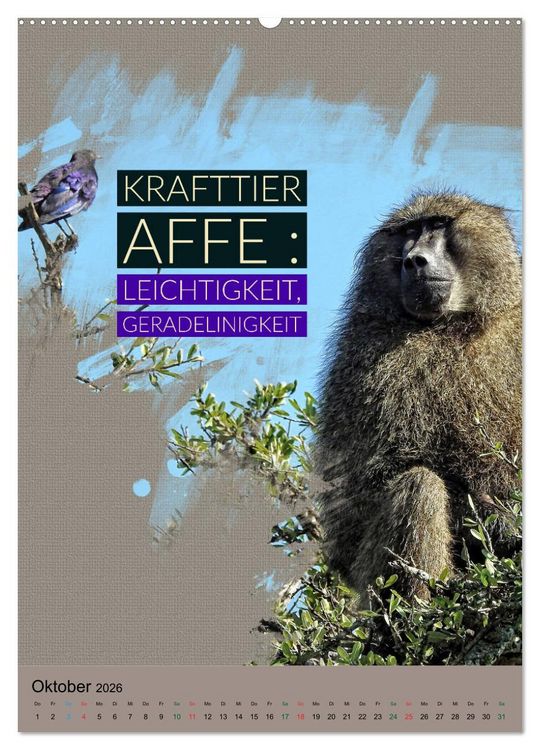 Produktbild: Afrikanische Krafttiere und deren Bedeutung (Wandkalender 2026 DIN A2 hoch), CALVENDO Monatskalender
