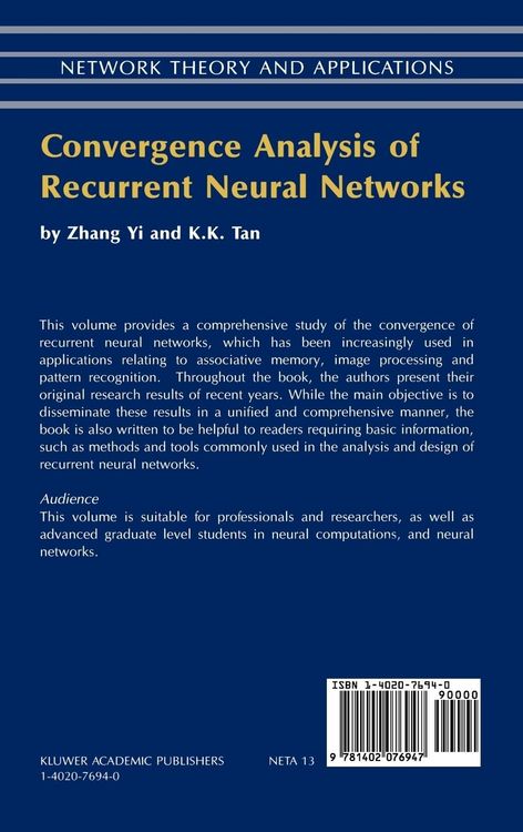 Produktbild: Convergence Analysis of Recurrent Neural Networks