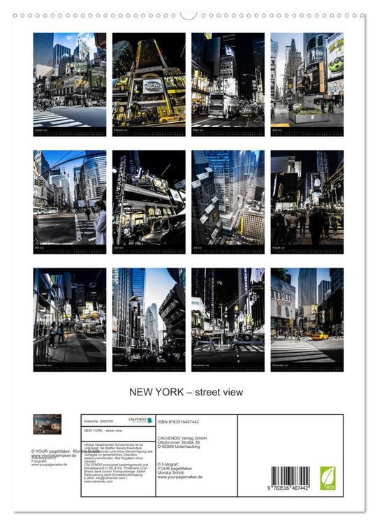 Produktbild: NEW YORK &ndash; street view (hochwertiger Premium Wandkalender 2026 DIN A2 hoch), Kunstdruck in Hochglanz
