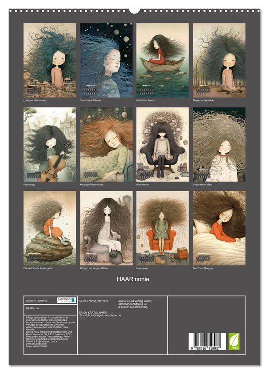 Produktbild: HAARmonie (hochwertiger Premium Wandkalender 2026 DIN A2 hoch), Kunstdruck in Hochglanz