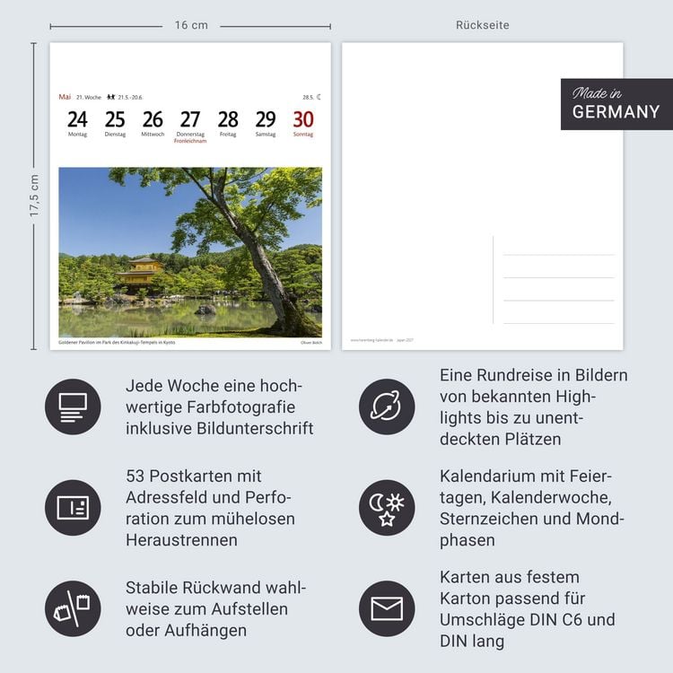 Produktbild: Japan Sehnsuchtskalender 2027 - Wochenkalender mit 53 Postkarten