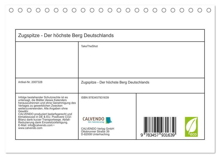 Produktbild: Zugspitze - Der h&ouml;chste Berg Deutschlands (Tischkalender 2026 DIN A5 quer), CALVENDO Monatskalender