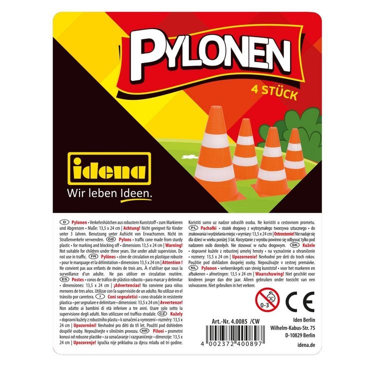 Produktbild: Idena Pylonen orange/wei&szlig; 24x13,5cm 4 St&uuml;ck