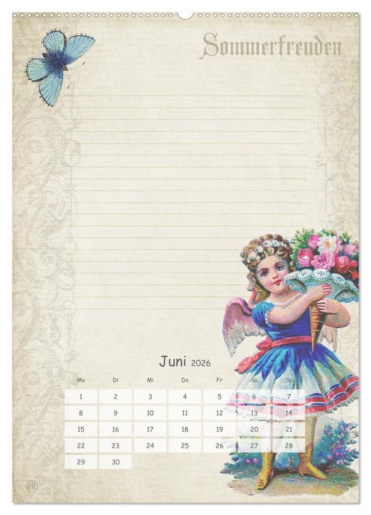 Produktbild: Nostalgie-Jahr, Motive aus alten Poesiealben (Wandkalender 2026 DIN A2 hoch), CALVENDO Monatskalender