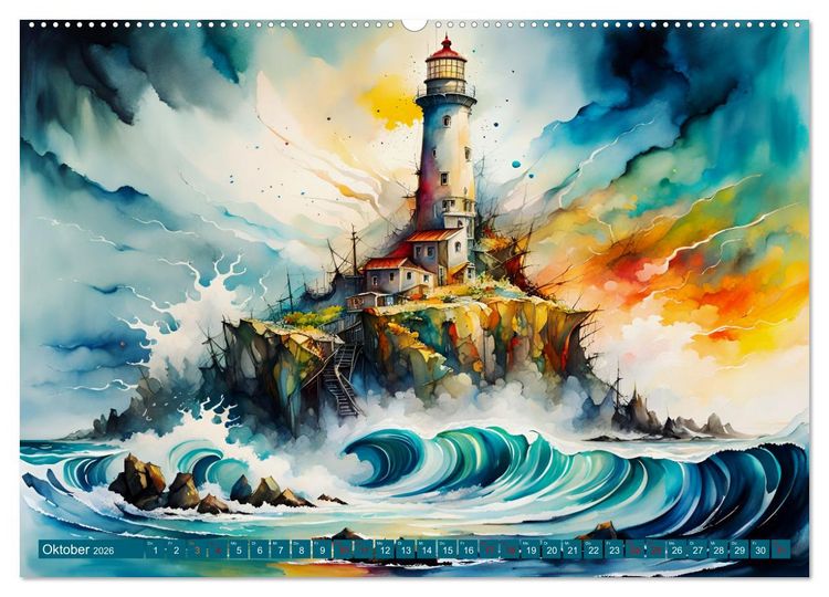 Produktbild: Einsame W&auml;chter Leuchtt&uuml;rme (hochwertiger Premium Wandkalender 2026 DIN A2 quer), Kunstdruck in Hochglanz