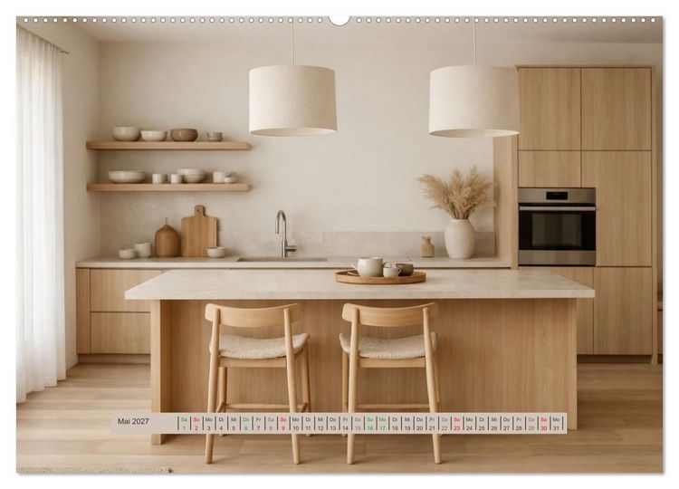 Produktbild: Wohntr&auml;ume &ndash; Minimalistische R&auml;ume voller Ruhe (Wandkalender 2027 DIN A2 quer), CALVENDO Monatskalender