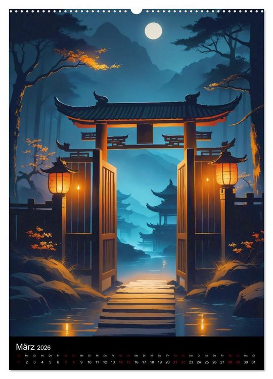 Produktbild: Asiatische Inspiration Fern&ouml;stlicher Art - Dunkle Werke (hochwertiger Premium Wandkalender 2026 DIN A2 hoch), Kunstdruck in Hochglanz