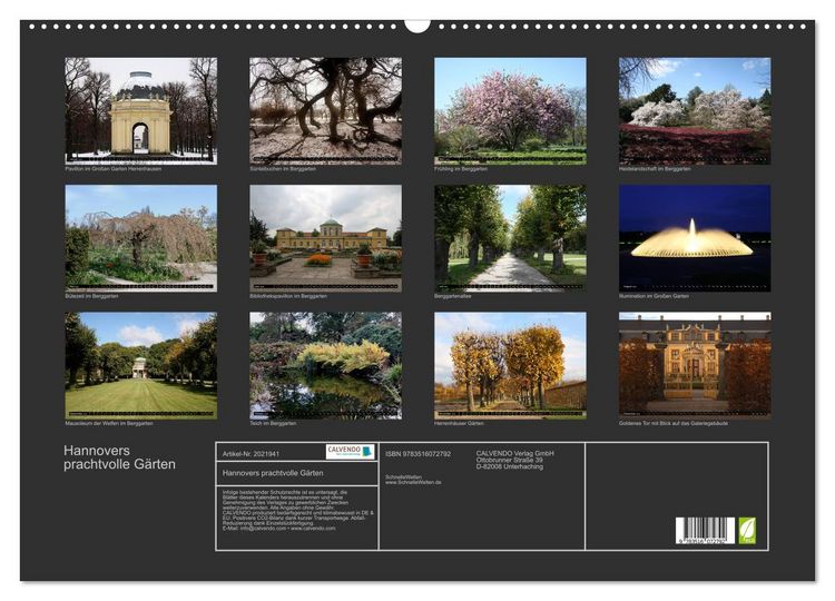 Produktbild: Hannovers prachtvolle G&auml;rten (Wandkalender 2026 DIN A2 quer), CALVENDO Monatskalender