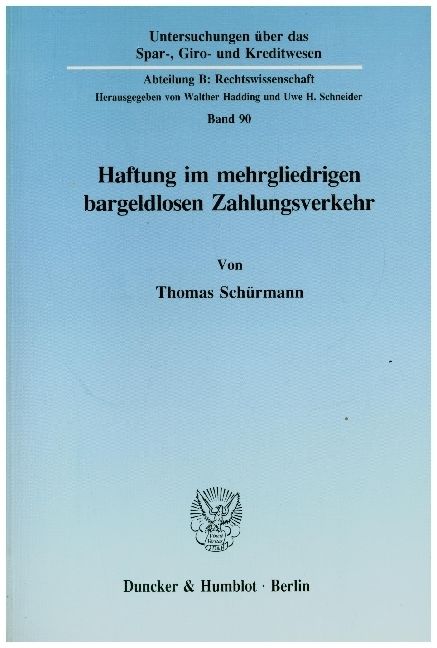 Produktbild: Haftung im mehrgliedrigen bargeldlosen Zahlungsverkehr.