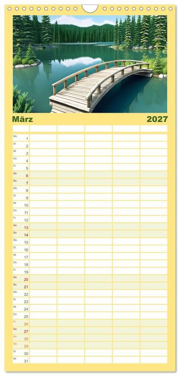 Produktbild: Familienplaner 2027 - Zur Ruhe kommen Fantasiereisen mit KI mit 5 Spalten (Wandkalender, 21 x 45 cm) CALVENDO