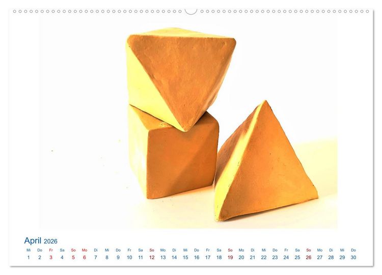 Produktbild: Formvollendete Symmetrie - Die platonischen K&ouml;rper modelliert mit Ton (Wandkalender 2026 DIN A2 quer), CALVENDO Monatskalender