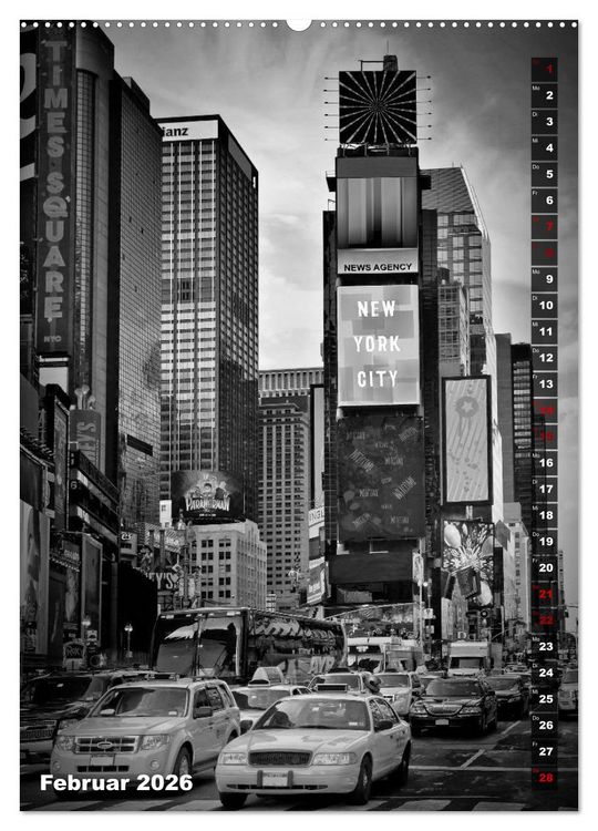 Produktbild: NEW YORK CITY Monochrome Stadtansichten (Wandkalender 2026 DIN A2 hoch), CALVENDO Monatskalender