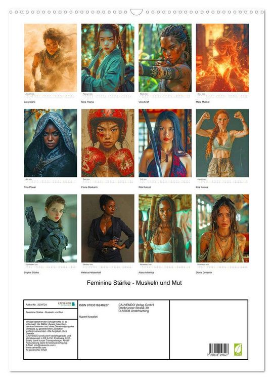 Produktbild: Feminine St&auml;rke - Muskeln und Mut (Wandkalender 2026 DIN A2 hoch), CALVENDO Monatskalender