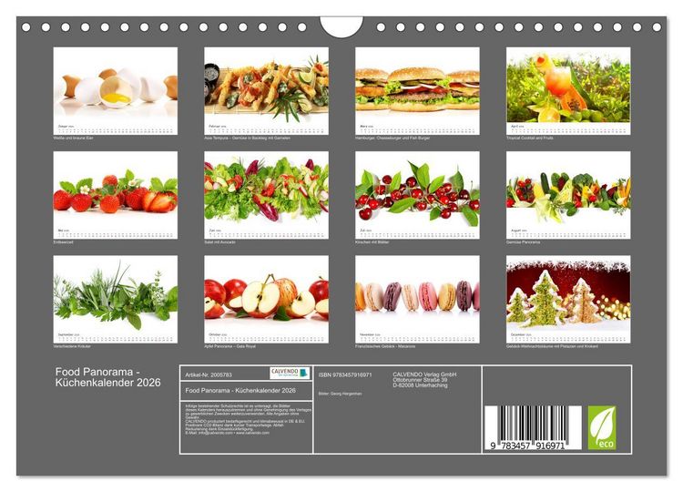 Produktbild: Food Panorama - K&uuml;chenkalender 2026 (Wandkalender 2026 DIN A4 quer), CALVENDO Monatskalender