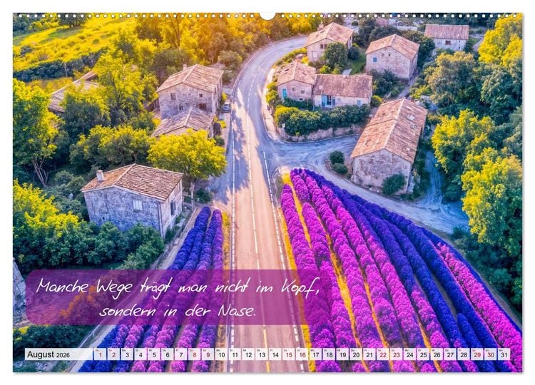 Produktbild: Wege zwischen Asphalt und Himmel - Achtsamkeitskalender mit Weisheiten (hochwertiger Premium Wandkalender 2026 DIN A2 quer), Kunstdruck in Hochglanz