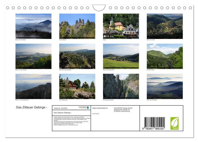 Produktbild: Das Zittauer Gebirge - (Wandkalender 2026 DIN A4 quer), CALVENDO Monatskalender