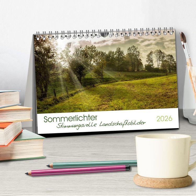 Produktbild: Sommerlichter - Stimmungsvolle Landschaftsbilder (Tischkalender 2026 DIN A5 quer), CALVENDO Monatskalender