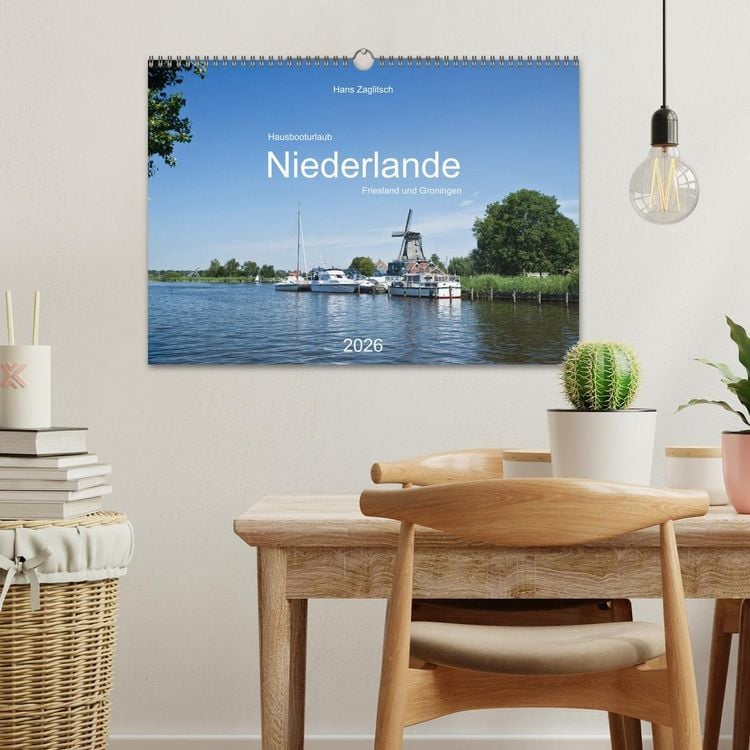 Produktbild: Hausbooturlaub Niederlande - Friesland und Groningen (Wandkalender 2026 DIN A3 quer), CALVENDO Monatskalender