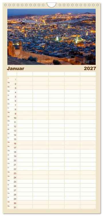 Produktbild: Familienplaner 2027 - Marokko: Marrakesch, Atlas, Sahara, F&egrave;s mit 5 Spalten (Wandkalender, 21 x 45 cm) CALVENDO