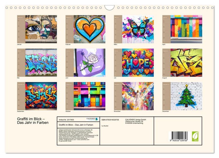 Produktbild: Graffiti im Blick &ndash; Das Jahr in Farben (Wandkalender 2026 DIN A3 quer), CALVENDO Monatskalender