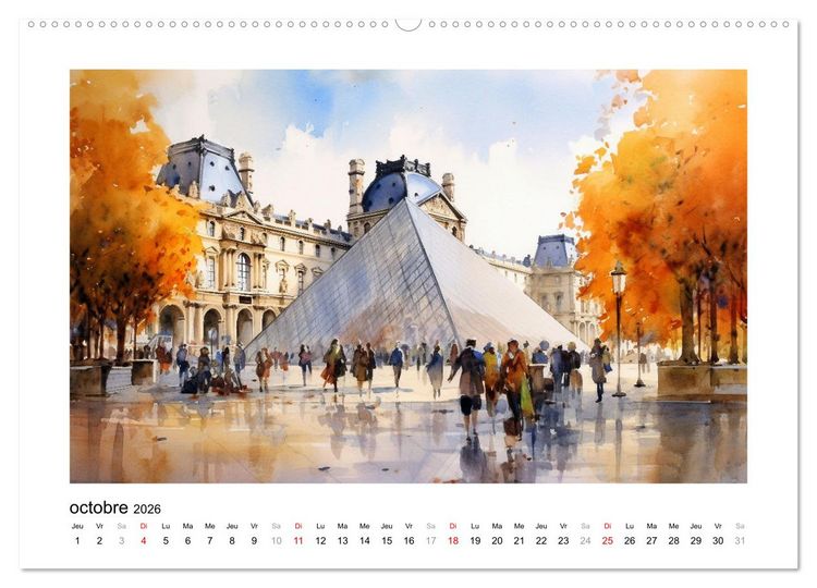 Produktbild: Paris, ville d'amour (Calendrier mural 2026 DIN A2 vertical) calendrier de bureau