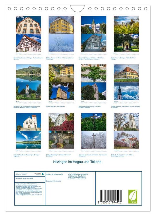 Produktbild: Hilzingen im Hegau und Teilorte (Wandkalender 2027 DIN A4 hoch), CALVENDO Monatskalender
