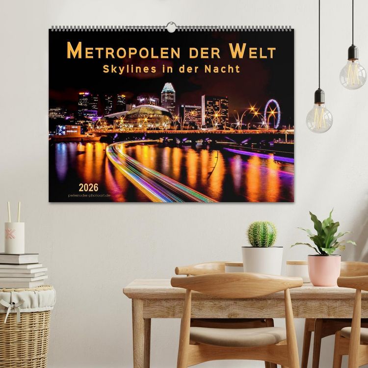 Produktbild: Metropolen der Welt - Skylines in der Nacht (Wandkalender 2026 DIN A2 quer), CALVENDO Monatskalender