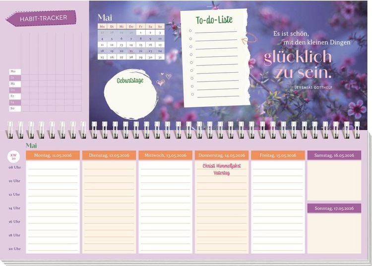 PRIMUS PRINT Stehkalender 2026 - Deutscher Tischkalender Mit Feiertagen & Wochenplaner