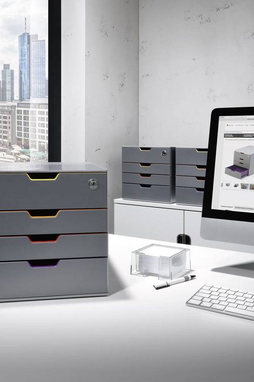 Produktbild: Durable VARICOLOR 4 SAFE - 7606 760627 Schubladenbox Grau DIN A4, DIN C4, Folio, Letter Anzahl der Schubf&auml;cher: 4