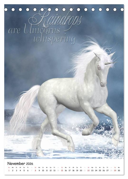 Produktbild: Einhorn und Pegasus (Tischkalender 2026 DIN A5 hoch), CALVENDO Monatskalender