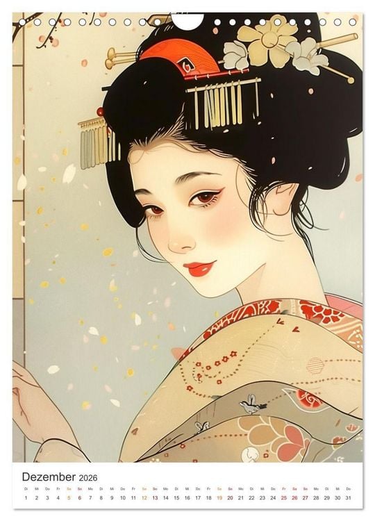 Produktbild: Geisha - Old School Poster Style (Wandkalender 2026 DIN A4 hoch), CALVENDO Monatskalender