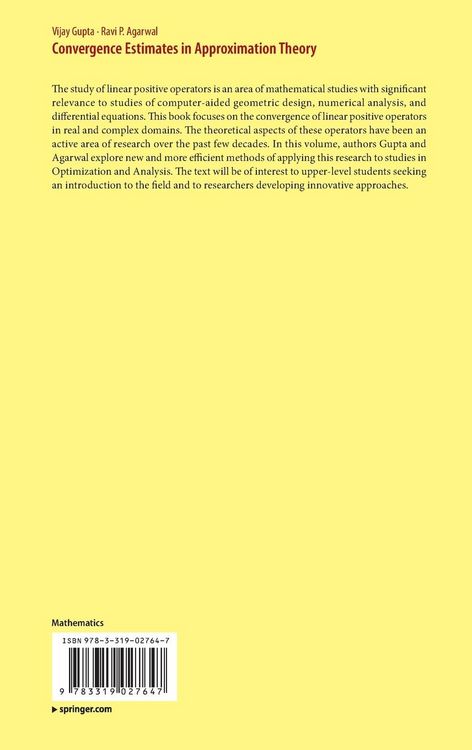 Produktbild: Convergence Estimates in Approximation Theory