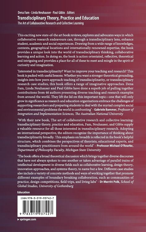 Produktbild: Transdisciplinary Theory, Practice and Education