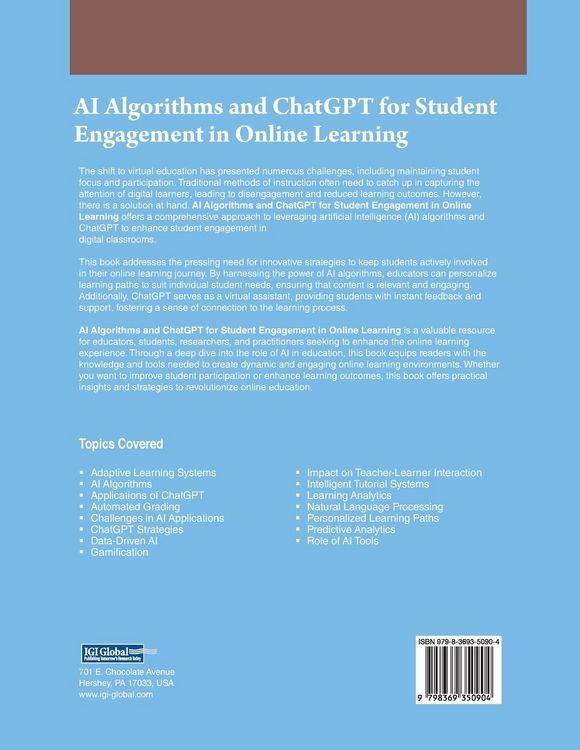 Produktbild: AI Algorithms and ChatGPT for Student Engagement in Online Learning