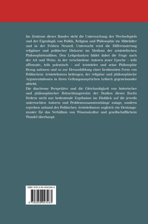 Produktbild: Politischer Aristotelismus und Religion in Mittelalter und Fr&uuml;her Neuzeit