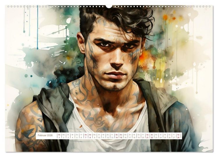 Produktbild: Tattoo trifft Kunst (Wandkalender 2026 DIN A2 quer), CALVENDO Monatskalender