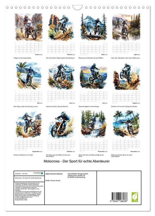 Produktbild: Motocross - Der Sport f&uuml;r echte Abenteurer (Wandkalender 2026 DIN A3 hoch), CALVENDO Monatskalender