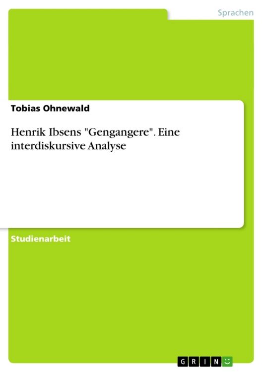 Produktbild: Henrik Ibsens "Gengangere". Eine interdiskursive Analyse