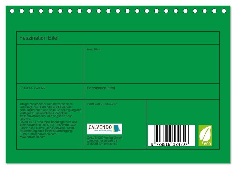 Produktbild: Faszination Eifel (Tischkalender 2026 DIN A5 quer), CALVENDO Monatskalender