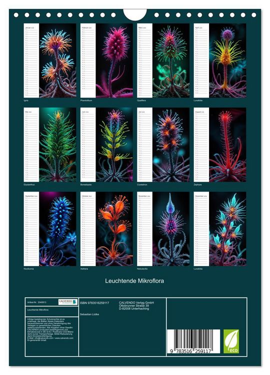 Produktbild: Leuchtende Mikroflora (Wandkalender 2026 DIN A4 hoch), CALVENDO Monatskalender