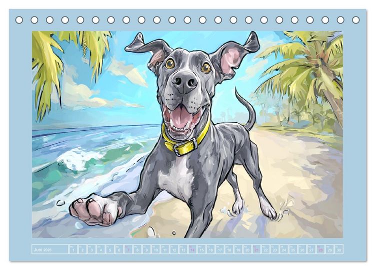 Produktbild: Die Dogge. Lustige Hunde Cartoons f&uuml;r gute Laune (Tischkalender 2026 DIN A5 quer), CALVENDO Monatskalender