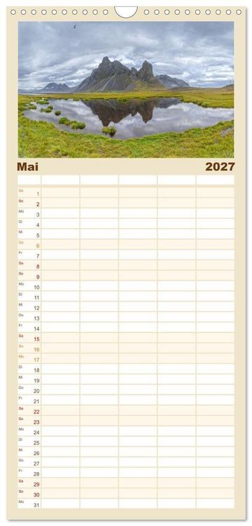 Produktbild: Familienplaner 2027 - Naturwunder in Island mit 5 Spalten (Wandkalender, 21 x 45 cm) CALVENDO