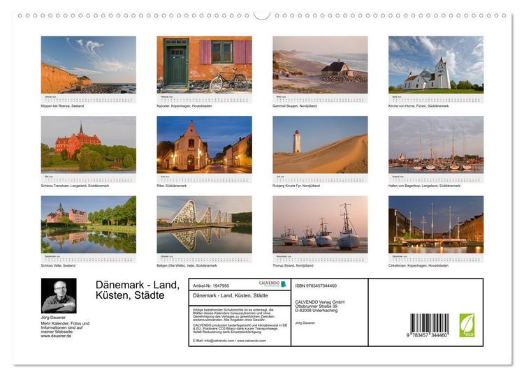 Produktbild: D&auml;nemark - Land, K&uuml;sten, St&auml;dte (hochwertiger Premium Wandkalender 2026 DIN A2 quer), Kunstdruck in Hochglanz
