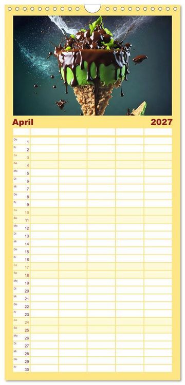 Produktbild: Familienplaner 2027 - Tortenschlacht - s&uuml;&szlig;e Versuchung mit 5 Spalten (Wandkalender, 21 x 45 cm) CALVENDO