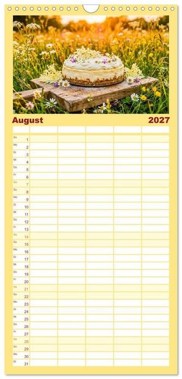 Produktbild: Familienplaner 2027 - K&auml;sekuchen Kalender - K&ouml;stliche Dessertmomente mit 5 Spalten (Wandkalender, 21 x 45 cm) CALVENDO