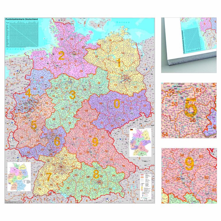 Produktbild: Deutschland Postleitzahlenkarte Karte zum Pinnen auf EasyPrint - Platte