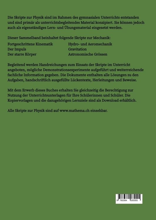 Produktbild: Skripte zur Physik - Weiterf&uuml;hrende Mechanik