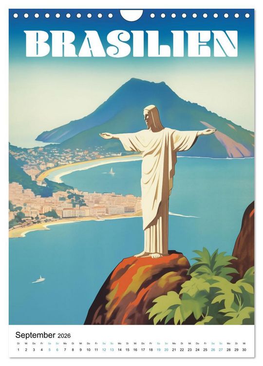 Produktbild: Reise in die 50er Jahre. Vintage Travel Poster. (Wandkalender 2026 DIN A4 hoch), CALVENDO Monatskalender